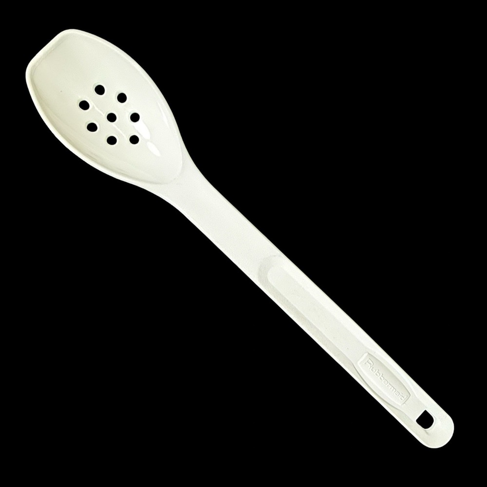 Rubbermaid White‎ Slotted Strainer Spoon Utensil 1974 Nylon Plastic Vintage